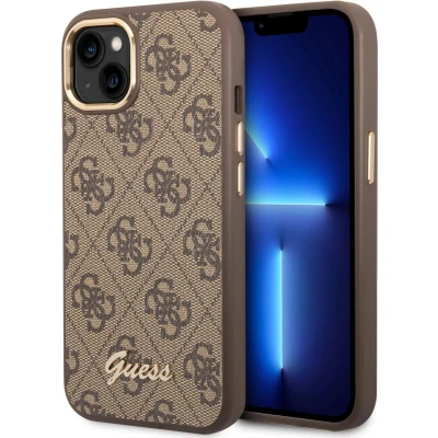 Afbeelding van Guess Apple iPhone 14 Plus Back Cover Telefoonhoesje Beschermende Polycarbonaat/PU hoes Bruin