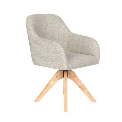 Afbeelding van Housecraft Living Otis Eetkamerstoel Draaibaar Hout Off White Beige