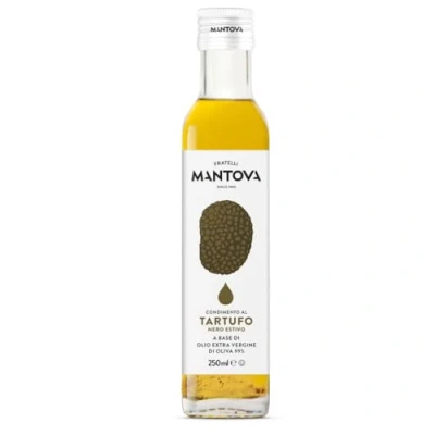 Afbeelding van Extra vierge olie op smaak gebracht met zwarte tartufo 100% Italiaans product olijfolie van topkwaliteit koud extract hoge kwaliteit Fratelli Mantova sinds 1905 (Tartufe Zwart)