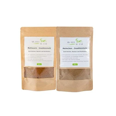 Afbeelding van 2 stuks insectenmeel 100 g meelworm en grillmeel eetbare insecten voor koken eten duurzaam insecteneiwit
