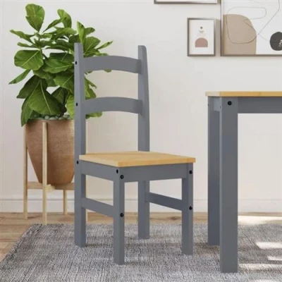 Afbeelding van Eetkamerstoelen 2 st 40x46x99 cm massief grenenhout grijs