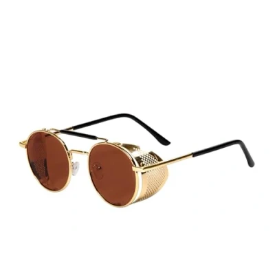 Afbeelding van Wilbers &amp; Steampunk Kostuum Bril Festival Burning Man Bruin, Goud One Size Carnavalskleding Verkleedkleding