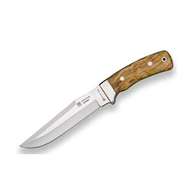 Afbeelding van Joker Gamo CO46 bergmes met bruin lederen etui, olijfhouten handvat en MOVA lemmet 15,5 cm, visgereedschap, jacht, kamperen wandelen