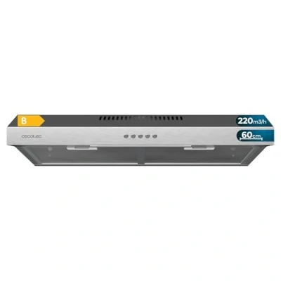 Afbeelding van Cecotec Afzuigkap 60 CM Wide Bolero Flow 602200 Inox B. Suction Power 220 m3/h, 70 W Motor, Low Consumption, Mechanical Control, 3 Levels, Roestvrij Staal Finish