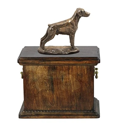Afbeelding van Elegante urn hond voor de as van een Dobermann met beeldje