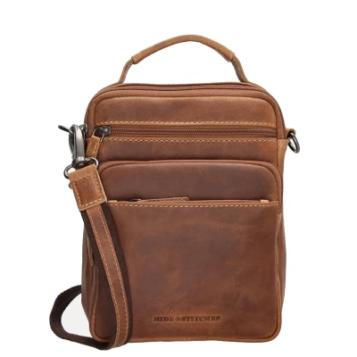 Afbeelding van Hide &amp; Stitches Japura Crossbody Schoudertas Handige Ritsvakken 100% Leder