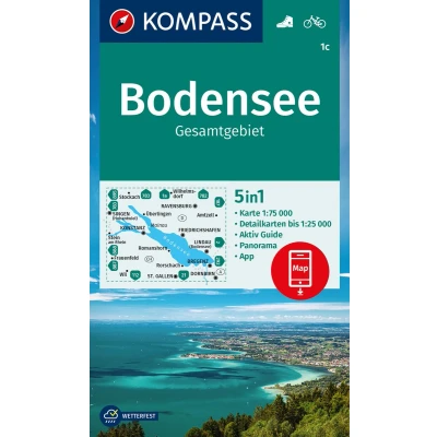 Afbeelding van KOMPASS Wanderkarte 1c Bodensee Gesamtgebiet 1:75.000