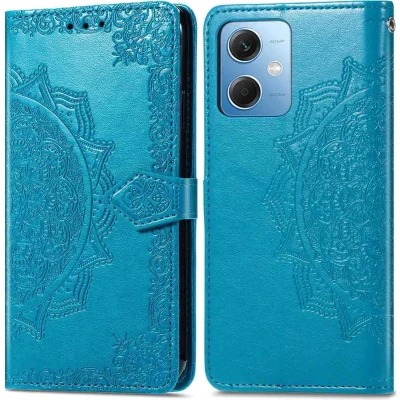 Afbeelding van iMoshion Hoesje Geschikt voor Xiaomi Redmi Note 12 Met Pasjeshouder Mandala Bookcase Turquoise