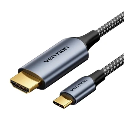 Afbeelding van Vention 1,8 m USB C naar HDMI kabel (4K @60Hz, 2K @120Hz, 1080P@144Hz), Thunderbolt Type [Thunderbolt 4/3 compatibel] voor iPad, MacBook, Galaxy S23/S22/S21