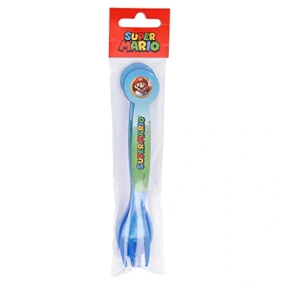 Afbeelding van Stor Bestekset Super Mario Jongens 22 Cm Blauw 2 delig