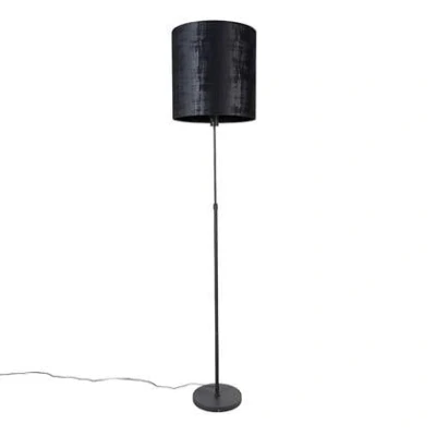 Afbeelding van QAZQA Vloerlamp zwart kap 40 cm verstelbaar Parte