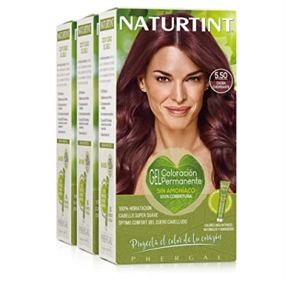 Afbeelding van Naturtint Biobased Ammoniakvrije kleuring 100% dekking van wit haar Plantaardige ingrediënten Natuurlijke en langdurige kleur 5.5 Sprankelend Mahonie 3 stuks