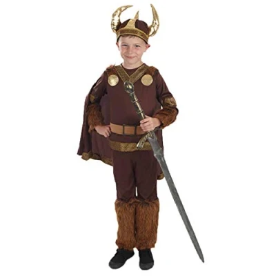 Afbeelding van Fun Shack Vikingkostuum voor kinderen, Vikinghelm Vikingjurk carnavalskostuum