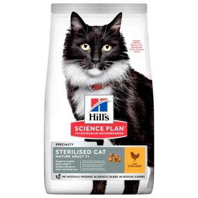 Afbeelding van 2x10kg Mature Adult 7+ Sterilised Cat Kip Hill&#039;s Science Plan Kattenvoer