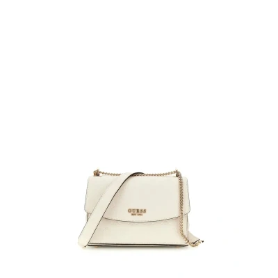 Afbeelding van GUESS schoudertas Phoebe Convertible Xbody Flap Bag Cream White Logo crème