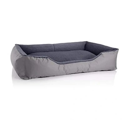 Afbeelding van BedDog® Honden/kattenmand TEDDY, S tot XXXL, keuze uit 14 kleuren, van Cordura en zachte microvezel, wasbaar hondenbed, hondenkussen, voor binnen buiten, XXL, grijs/grijs