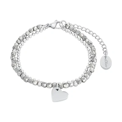 Afbeelding van s.Oliver Damesarmband van 925 sterling zilver/roestvrij staal, armband met hart, geleverd in een sieradengeschenkdoos., Roestvrij staal glas, Geen edelsteen