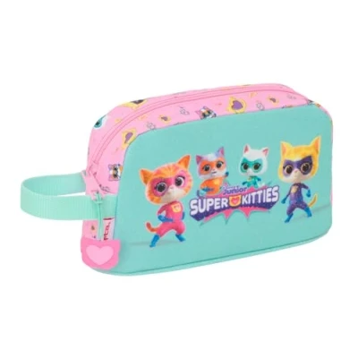 Afbeelding van Alleshouder SuperKitties Roze Turkoois 21,5 x 12 6,5 cm