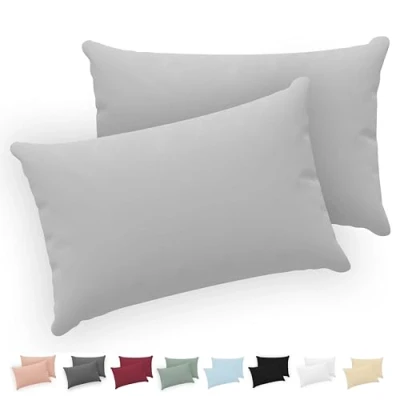 Afbeelding van Twinzen® Kussensloop, 40 x 70 cm, 100% jersey katoen, 150 g/m², grijs, kussensloop met ritssluiting, Oeko Tex gecertificeerd, 2 stuks