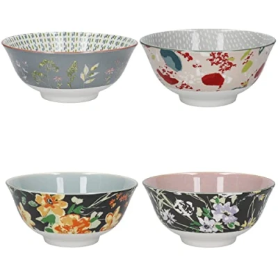 Afbeelding van KitchenCraft 4 delige keramieken graan /dessertkom, microgolfbestendig 15 x 7 cm