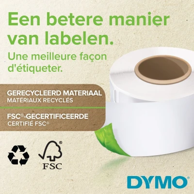 Afbeelding van Etiket Dymo 2133399 labelwriter 54x101mm badgelabel zwart/rood 220stuks