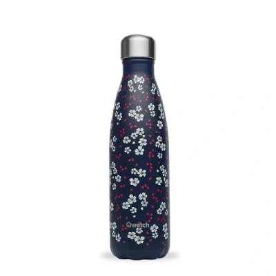 Afbeelding van Qwetch Originals Hanami Blue thermosfles 500 ml 24 uur koud en 12 warm waterdicht, BPA vrij herbruikbaar van roestvrij staal voor sport, reizen, kantoor, wandelen