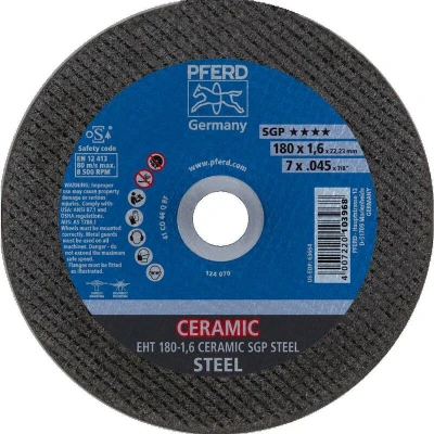 Afbeelding van PFERD EHT 180 1,6 CERAMIC SGP STEEL 61318016 Doorslijpschijf recht mm 25 stuk(s) Staal
