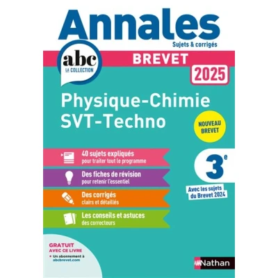 Image de Annales Brevet Physique Chimie SVT Techno 2025 Corrigé