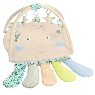 Image de Fehn Couverture d&#039;activité 3D Arche de jeu pieuvre Tapis d&#039;éveil pour bébé avec 5 jouets amovibles à saisir bébés et tout petits partir 0 mois comme cadeau