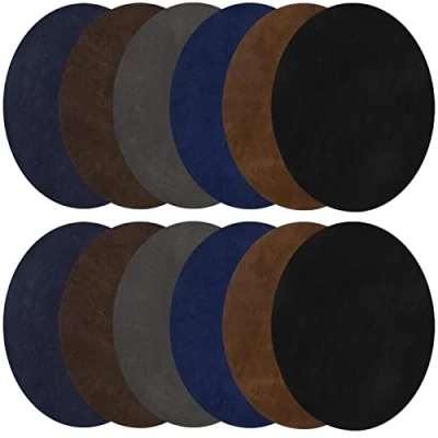 Afbeelding van 12 stuks strijkpatches, ovale patches om op te strijken, stof, reparatieset, opstrijkbare voor kleding, overhemd, kostuum, jas, ellebogen en knieën, reparatiegaten (11 x 14 cm)