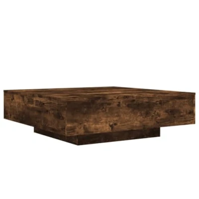 Afbeelding van Salontafel 100x100x31 cm bewerkt hout gerookt eikenkleurig
