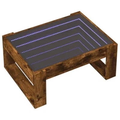 Image de vidaXL Table basse avec LED infini chêne fumé 70x53x30 cm847634