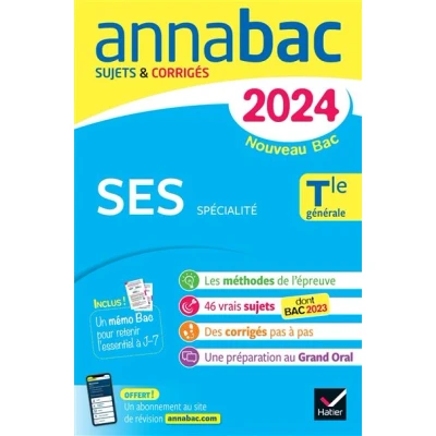Image de Annales du bac Annabac 2024 SES Tle générale (spécialité)