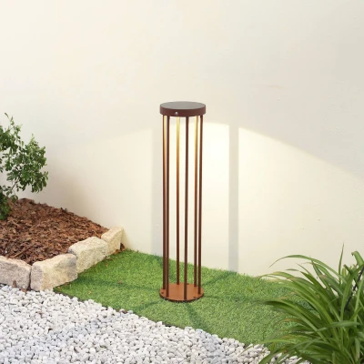 Afbeelding van Lucande Evelis LED tuinpadverlichting, roestkleurig, aluminium, sensor