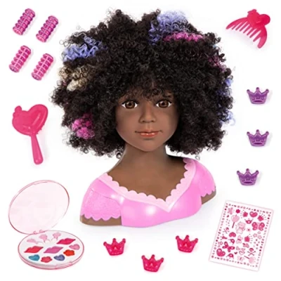 Image de BAYER DESIGN Tete a coiffer Charlène Super Model cheveux bouclés avec maquillage