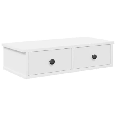 Afbeelding van Wandschap met lades 60x25x15 cm bewerkt hout wit