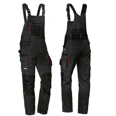 Afbeelding van Uvex Tune Up lange werkbroek voor heren, kniezakken versterkt met Cordura, licht en ademend, zwart/actief rood