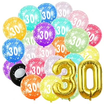 Afbeelding van Verjaardagsballon nummer 18 jaar en 20 stuks 30 cm ballonnen gouden ballon van 101 verjaardagsdecoratie decoratie voor verjaardag vliegt met helium