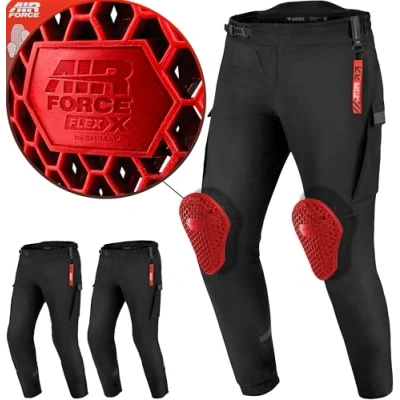 Afbeelding van SHIMA Akira Motorbroek voor dames en heren, Airforce bescherming, goedgekeurd, nauwsluitend, urban textiel, kniebeschermbroek, elastisch, geventileerd, zomerkleding, uniseks, zwart, XL