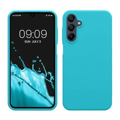 Afbeelding van kwmobile telefoonhoesje geschikt voor Samsung Galaxy A15 5G Hoesje met siliconen coating Smartphone case in ijsblauw