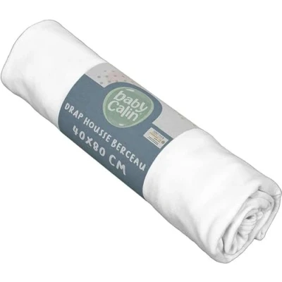 Afbeelding van BabyCalin Hoeslaken voor wiegen, 40 x 80 7 cm, wit, Oeko Tex gecertificeerd