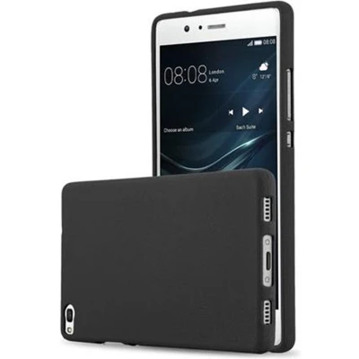 Afbeelding van Cadorabo Hoesje geschikt voor Huawei P8 in FROST ZWART Beschermhoes gemaakt van flexibel TPU silicone Case Cover