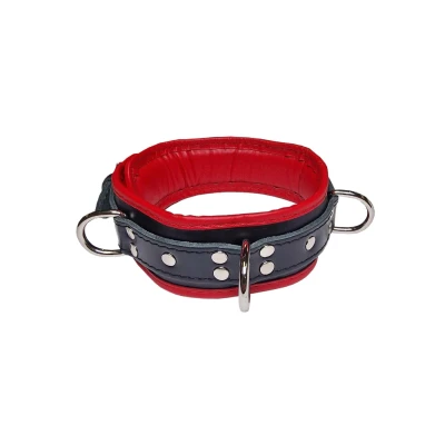Afbeelding van Mister B Essential Leren Afsluitbare Halsband Zwart Rood