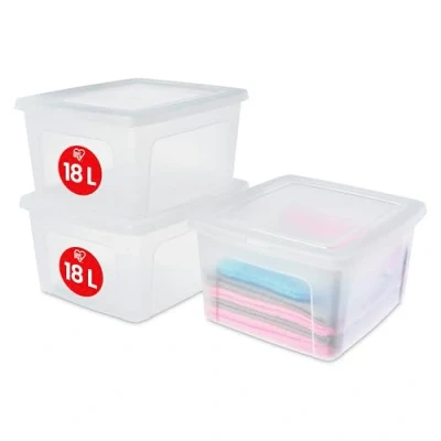 Afbeelding van IRIS Clearbox Opbergbox 18L Kunststof Transparant 3 stuks