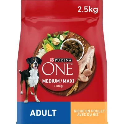 Afbeelding van 2.5kg Purina ONE Medium/Maxi Adult Droogvoer met kip