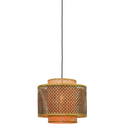 Afbeelding van GOOD&amp;MOJO Hanglamp Bhutan Bamboe/Zwart Ø40cm Bruin