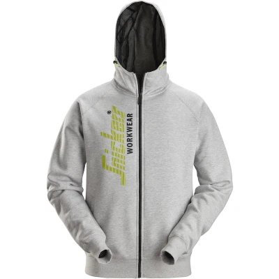 Afbeelding van SNICKERS 2846 logo full zip hoodie (gemeleerd grijs) 28462800005
