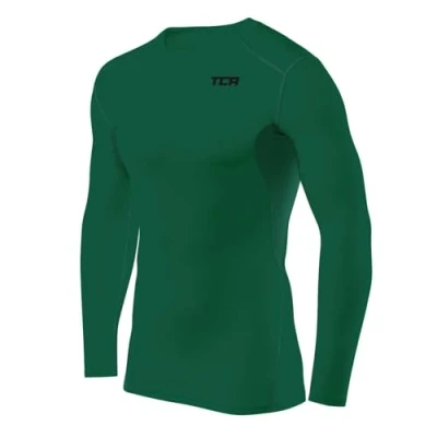 Afbeelding van TCA Mannen HyperFusion Compressie Basislaag Top Lange Mouw Ondershirt Mock Hals Groen, L