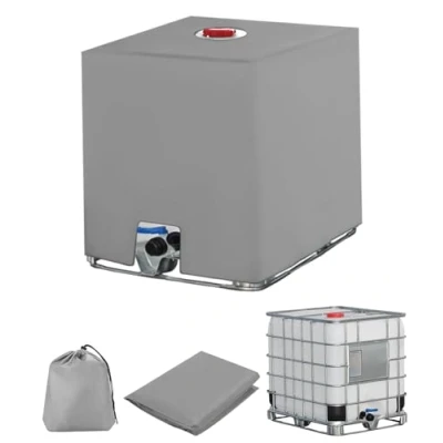 Afbeelding van Afdekzeil voor tank, 1000 l, IBC, waterreservoir, uv bescherming, stofdicht, regenwatervanger, afdekzeil, container, IBC 116 x 100 120 cm, grijs