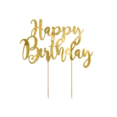 Afbeelding van Partydeco Cake Topper Happy Birthday goud